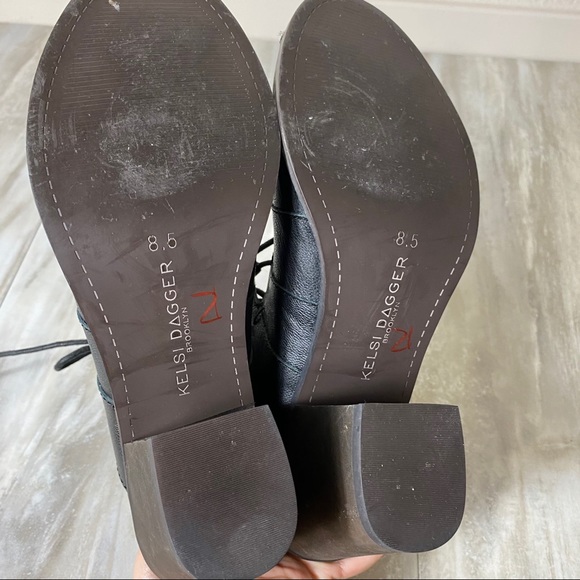 Kelsi Dagger Booties Black Heeled Cage Lace Up - Picture 9 of 9